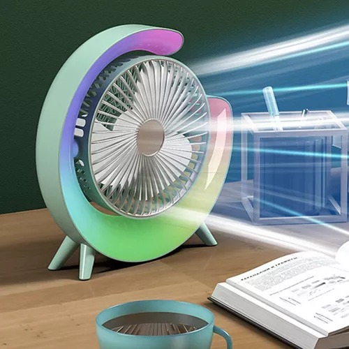 Ventilador Portatil Recargable Con Luz Rgb